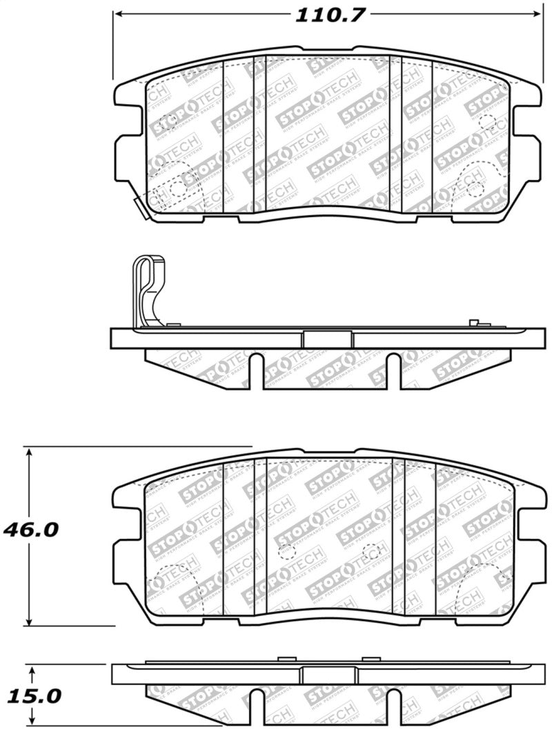 Stoptech 305.1275 Street Select Brake Pads w/Hardware - Rear