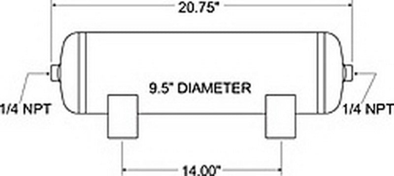 Firestone 9191 Air Tank 5 Gallon 9.5in. x 20.7in. (2) 1/4in. NPT Ports 150 PSI M
