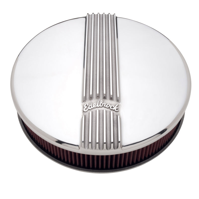 Edelbrock 4117 Air Cleaner Classic Series Round Aluminum Top Cloth Element 14In Dia X 3 9In Polished