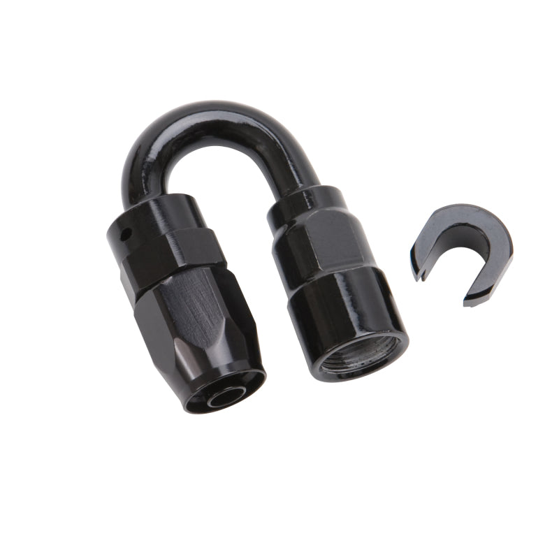 Russell 611233 Performance 3/8in SAE Quick Disc Female to -6 Hose Black 180 Degree Hose End