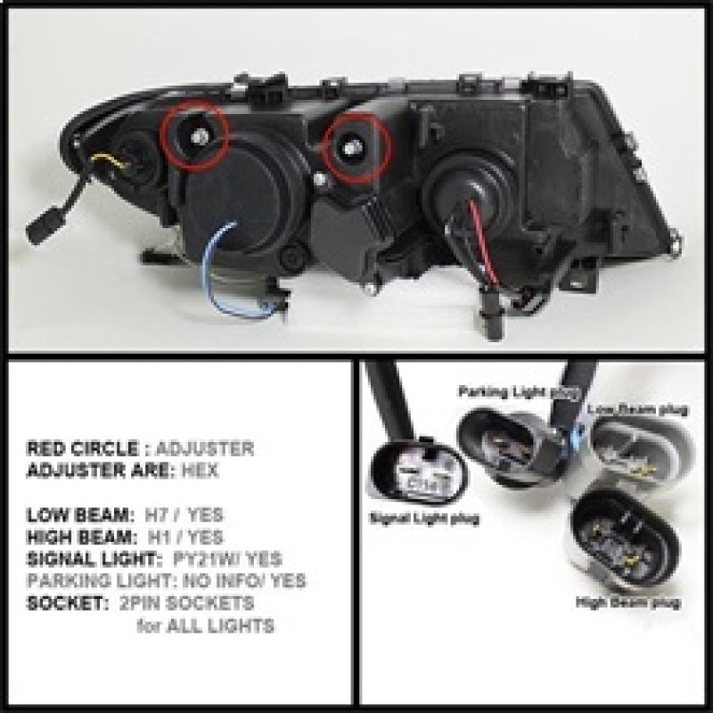 Spyder 5042415 fits BMW 02-05 E46 3-Series 4DR Projector Headlights 1PC LED Hal