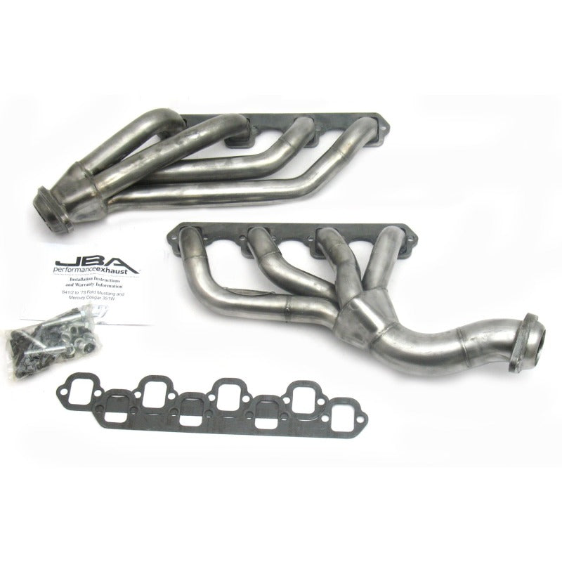 JBA 1655S fits Ford 65-73 Mustang 351W SBF w/T-5/Cable Clutch 1-5/8in Primary Raw 409SS Mid Length Header