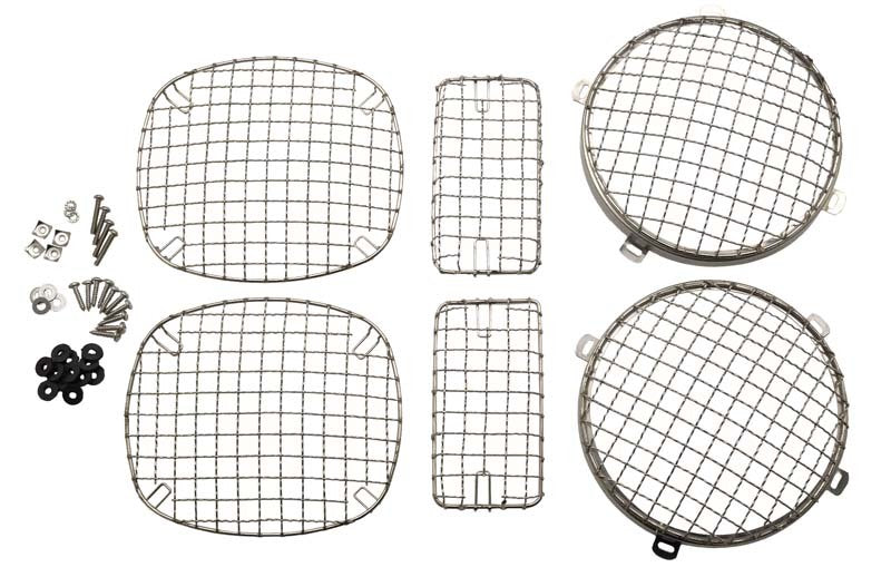 Kentrol 30488 fits Jeep 97-06 Wrangler TJ Wire Mesh Guard Set 6 Pieces - Polished Silver