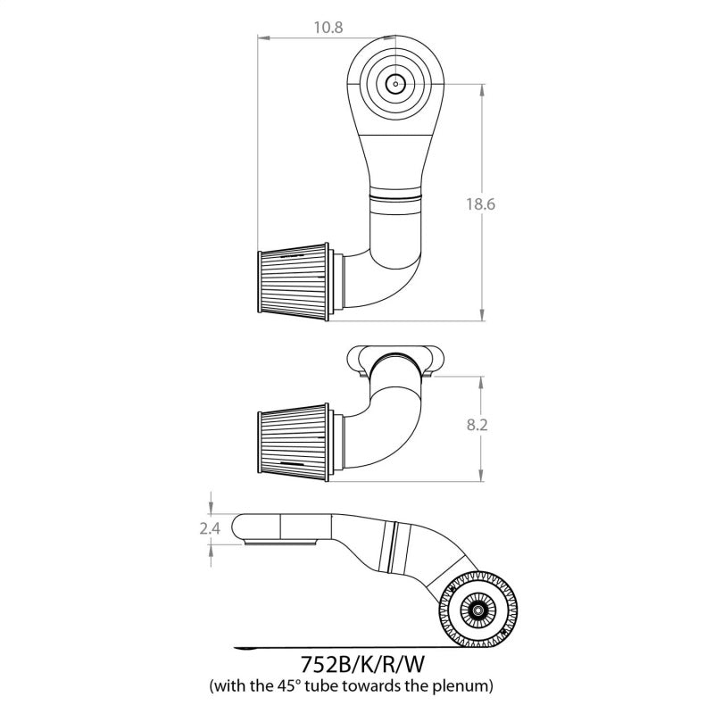 Spectre 752 Plenum Kit Low w/Driver Side 45/90 Degree Tube
