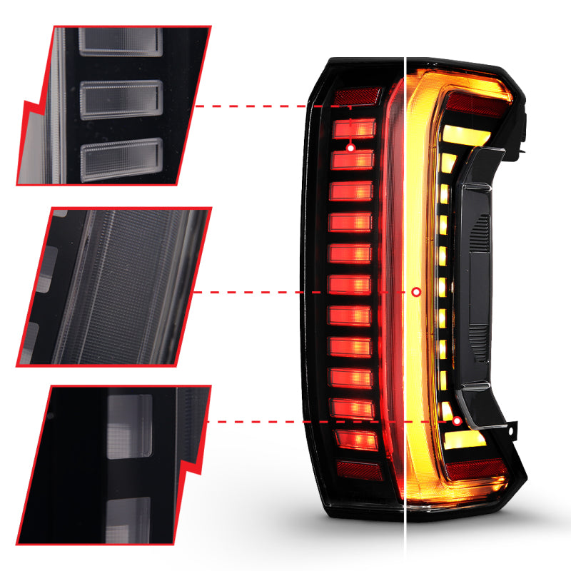 ANZO 311455X 22-24 fits Toyota Tundra Z-Series Full LED Tail Lights Smoke Lens Init/SeqSig- Pair