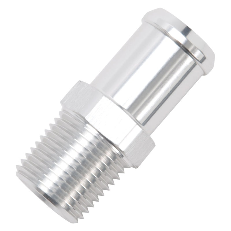 Edelbrock 8184 Hose End Straight 1/2In NPT to 3/4In Barb Clear Anodize