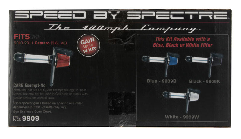 Spectre 9909 10-11 fits Chevy Camaro V6-3.6L F/I Air Intake Kit - Clear Anodized w/Red Filter