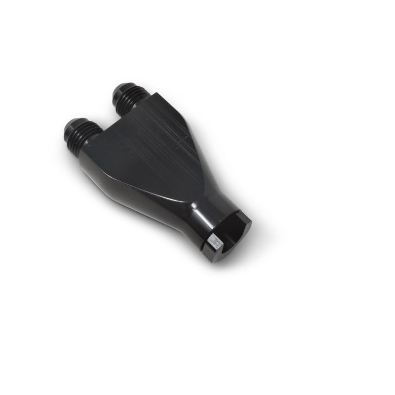 Russell 644143 Performance Billet Y-Block Adapter 3/8in SAE Qick Disconnect (2) -6AN Male Flare Black