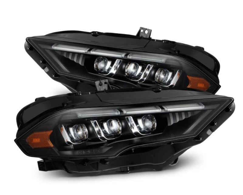 AlphaRex 880264 18-20 fits Ford Mustang NOVA LED Proj Headlights Black w/Acti