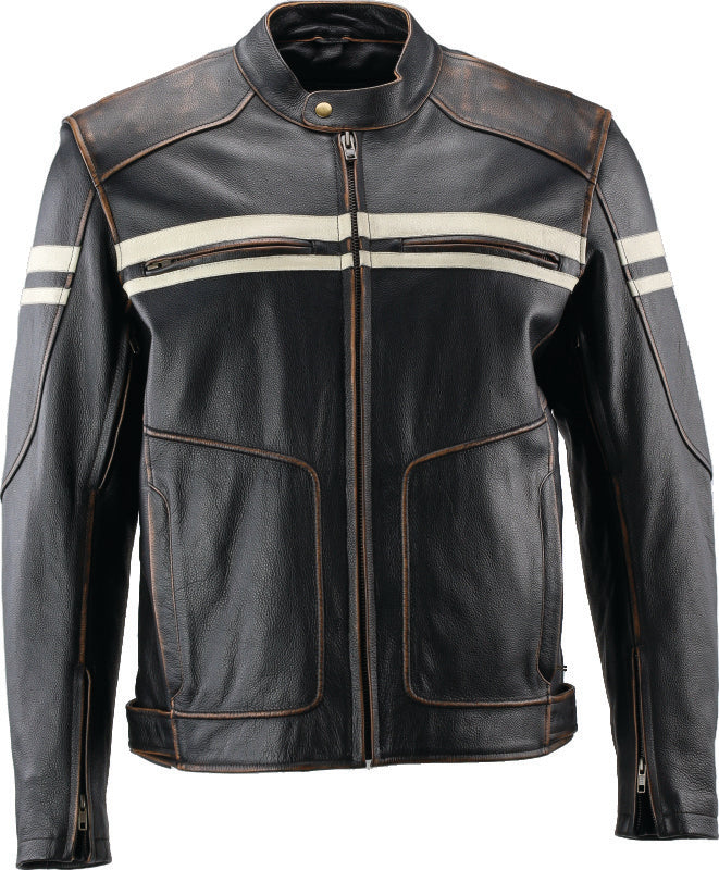Kuryakyn 094384 Kuryakyn Leather By River Road Hoodlum Vintage Leather Jacket Black - Large