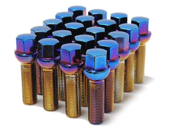 Wheel Mate 40602UN Mevius Lug Bolt Set of 20 - Blue Neon 14x1.50 40mm Cone 60 DE