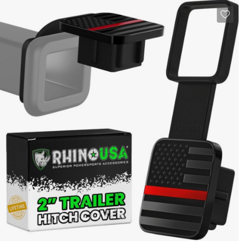 Rhino USA TO-HTCVRUSA-RED 2In American Flag Hitch Cover - Black & Red