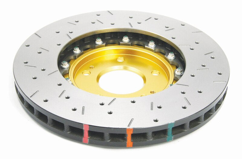 DBA DBA52218GLDXS Evo 8/9 Frt Drilled/Slotted Ser 2 Pc Rotor Assembled Gold Hat