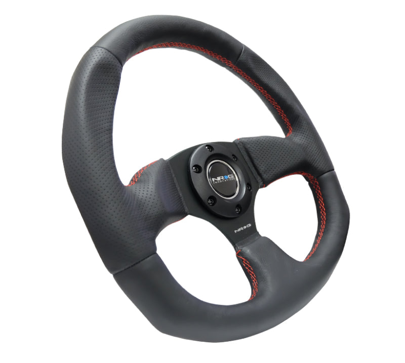 NRG RST-009R-RS RST-009R-RS Reinforced Steering Wheel Leather w/Red Stitching