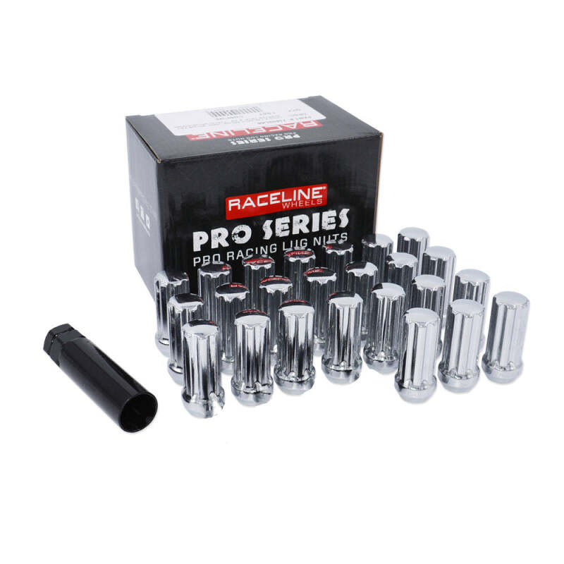 Raceline L73810LA6NV 9/16in XL Spline Chrome Lug Nuts (24 Pack)