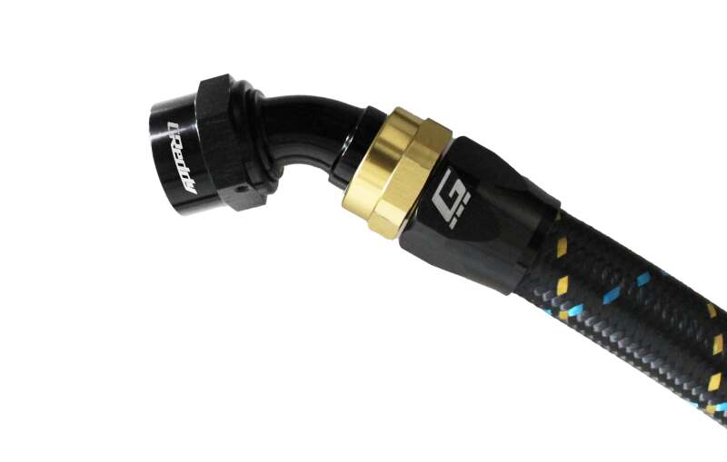 GReddy 12801045 AN10 45 DEGREE HOSE END SWIVEL BLACK/GOLD ANODIZED