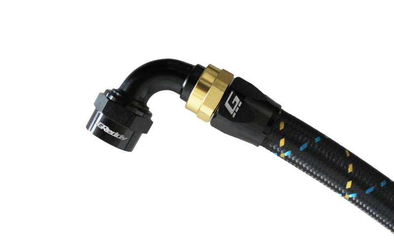 GReddy 12800890 AN08 90 DEGREE HOSE END SWIVEL BLACK/GOLD ANODIZED