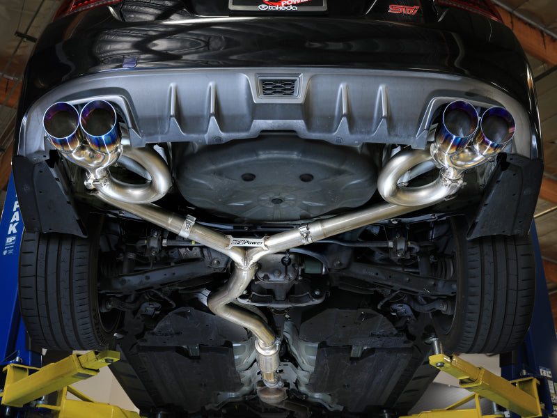 aFe 49-36810-L fits Subaru WRX/STi 15-21 H4-2.0/2.5L Takeda 3in to 2-1/2in Stnlss Cat-Back Exhaust w/ Blue Flame Tip