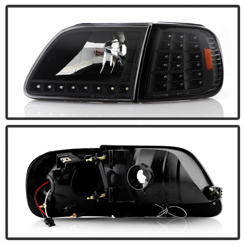 5014184 Xtune fits Ford 97-03 F150 Crystal Headlights w/ Clear LED Corners Bla
