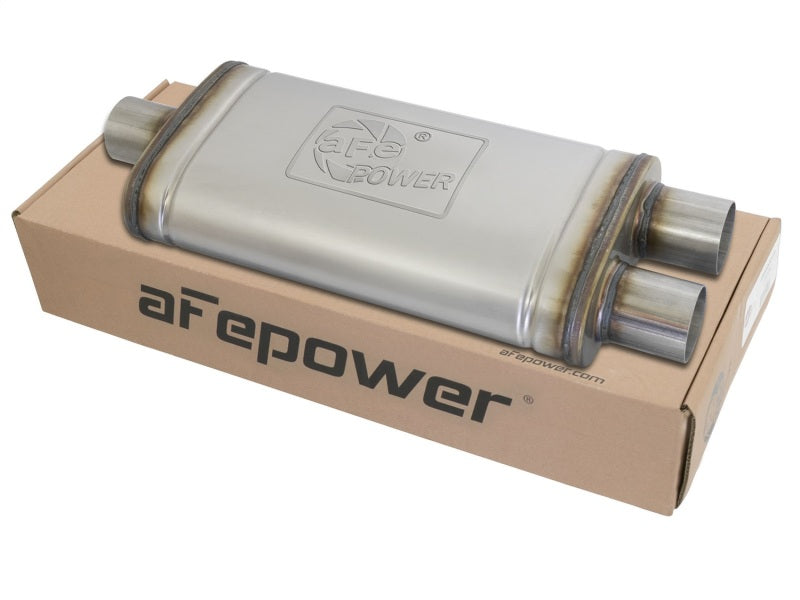 AFE 49M00009 rce XP SS Muffler 2.5in Center Inlet / 2.5in Dual Outlets 18in L x