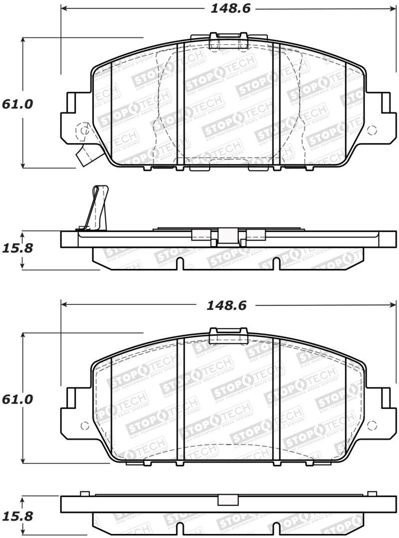 Stoptech 308.1654 Street Performance 13-15 Honda Accord EX/EXL Front Brake Pads