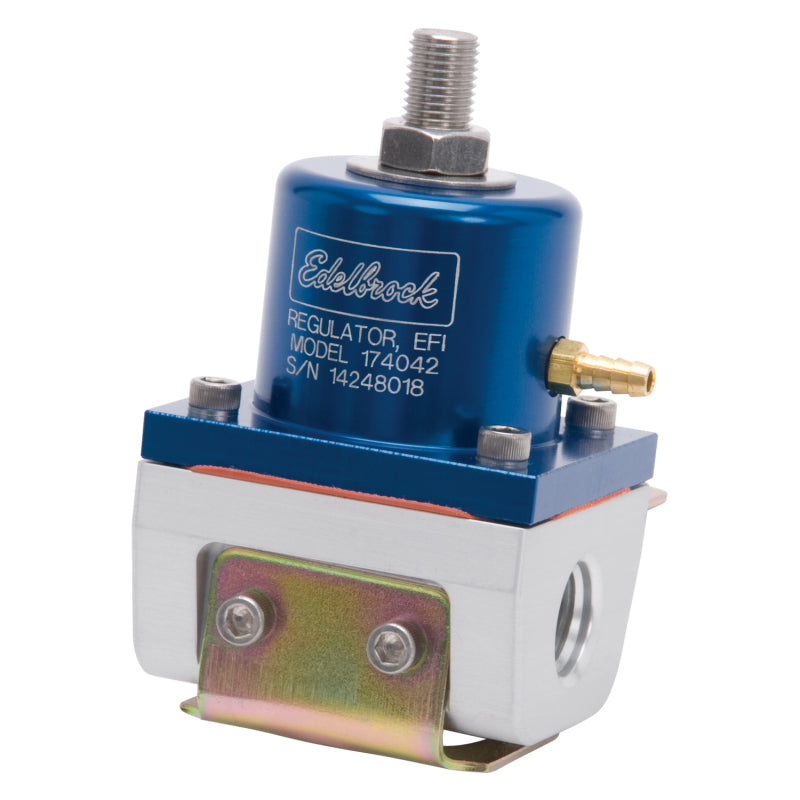 Edelbrock 174042 Fuel Pressure Regulator EFI 180 GPH 35-90 PSI -6 In/Out -6 Return Blue/Clear