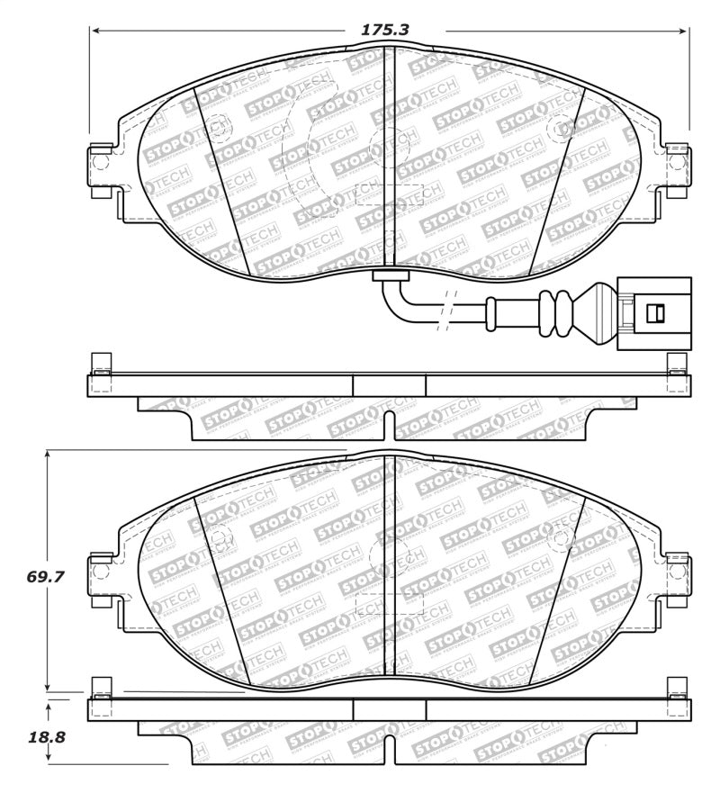 Stoptech 305.1633 14-18 Audi S3 Street Select Front Brake Pads