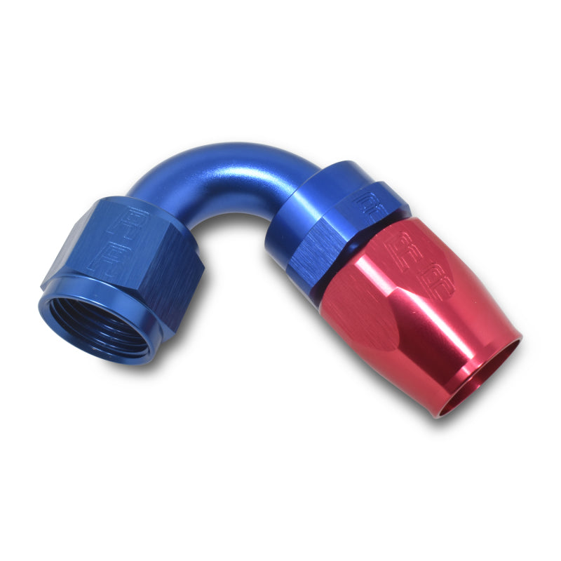 Russell 613400 Performance -6 AN Red/Blue 120 Degree Full Flow Swivel Hose End (With 9/16in Radius)