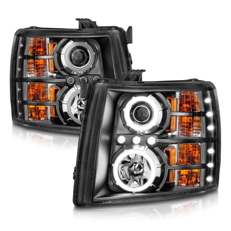 ANZO 111107 2013 fits Chevrolet 07-20 Silverado 1500 Projector Headlights w/ Halo Black