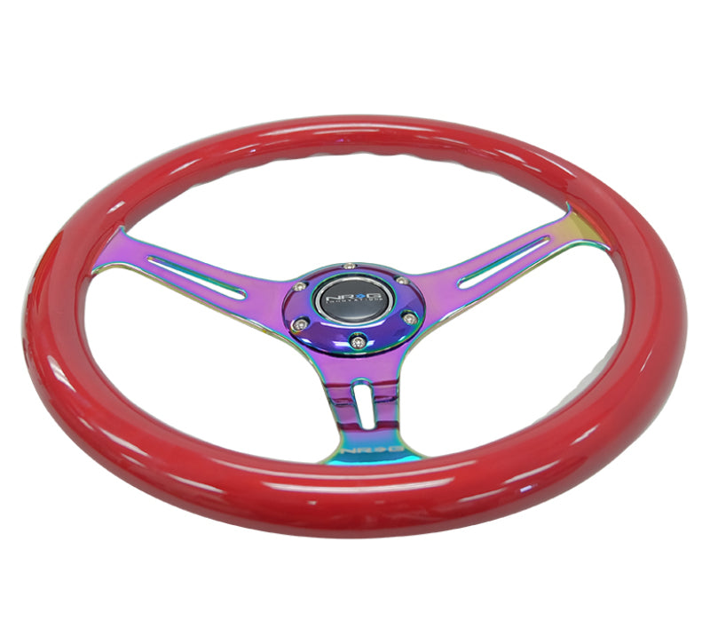 NRG ST-015MC-RD ST-015MC-RD Classic Wood Grain Steering Wheel Red Grip