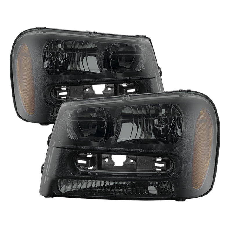 9028595 Xtune fits Chevy 02-09 Trailblazer OEM Style Headlights Black Smoke HD