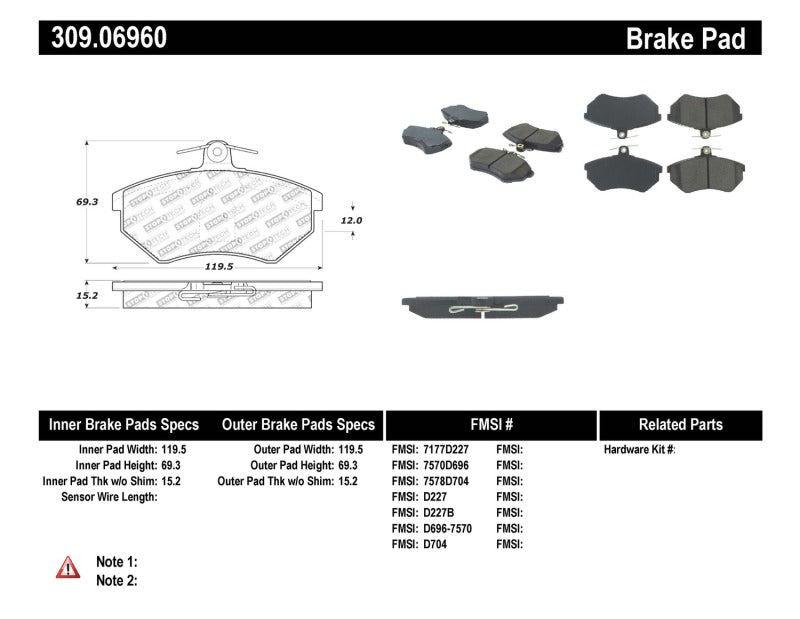 Stoptech 309.0696 Performance Brake Pads