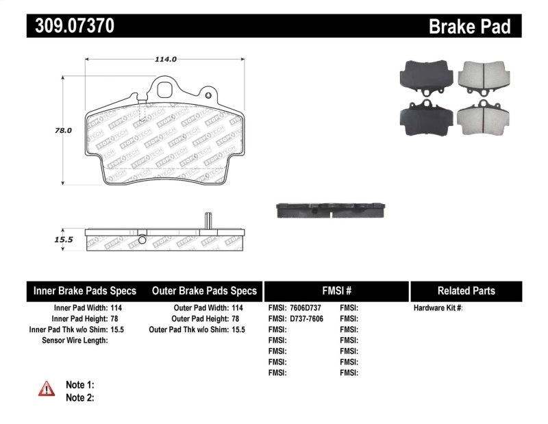 Stoptech 309.0737 Performance Brake Pads