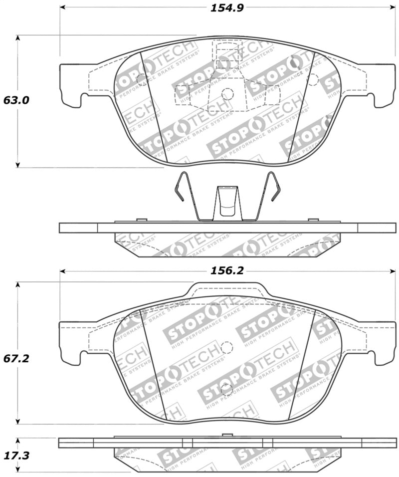 Stoptech 308.1044 Street Touring 04-09 Mazda 3 Front Brake Pads