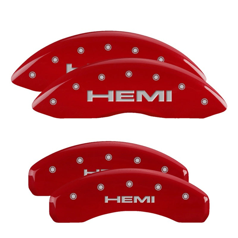 MGP 42020SHEMRD 4 Caliper Covers Engraved Front HEMI Engraved Rear HEMI Logo Red