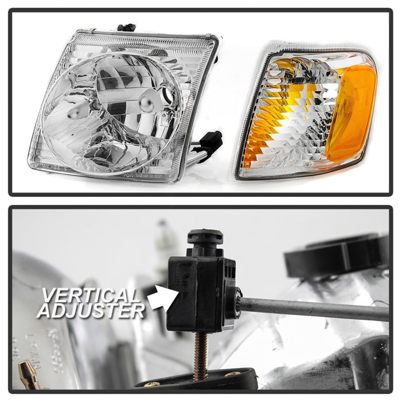 xTune 9042621 01-03 fits Ford Explorer Sport 4pc OEM Style Headlights w/Corners