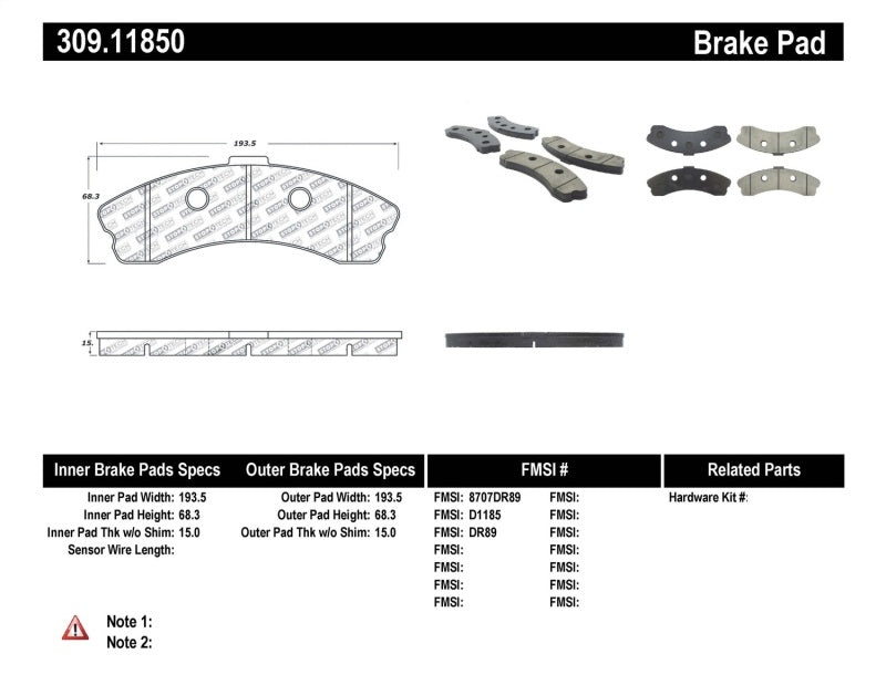 Stoptech 309.1185 Performance 06-09 fits Chevrolet Corvette Z06 Front Brake Pads