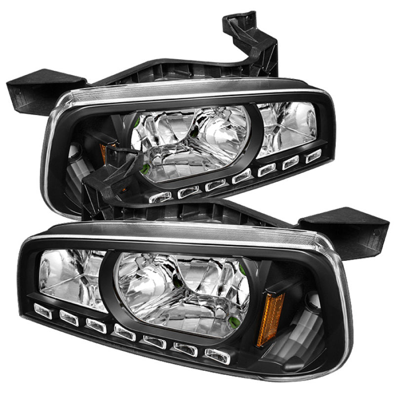 5017635 Xtune fits Dodge 06-10 Charger 1Pc LED Crystal Headlights Black HD-ON-