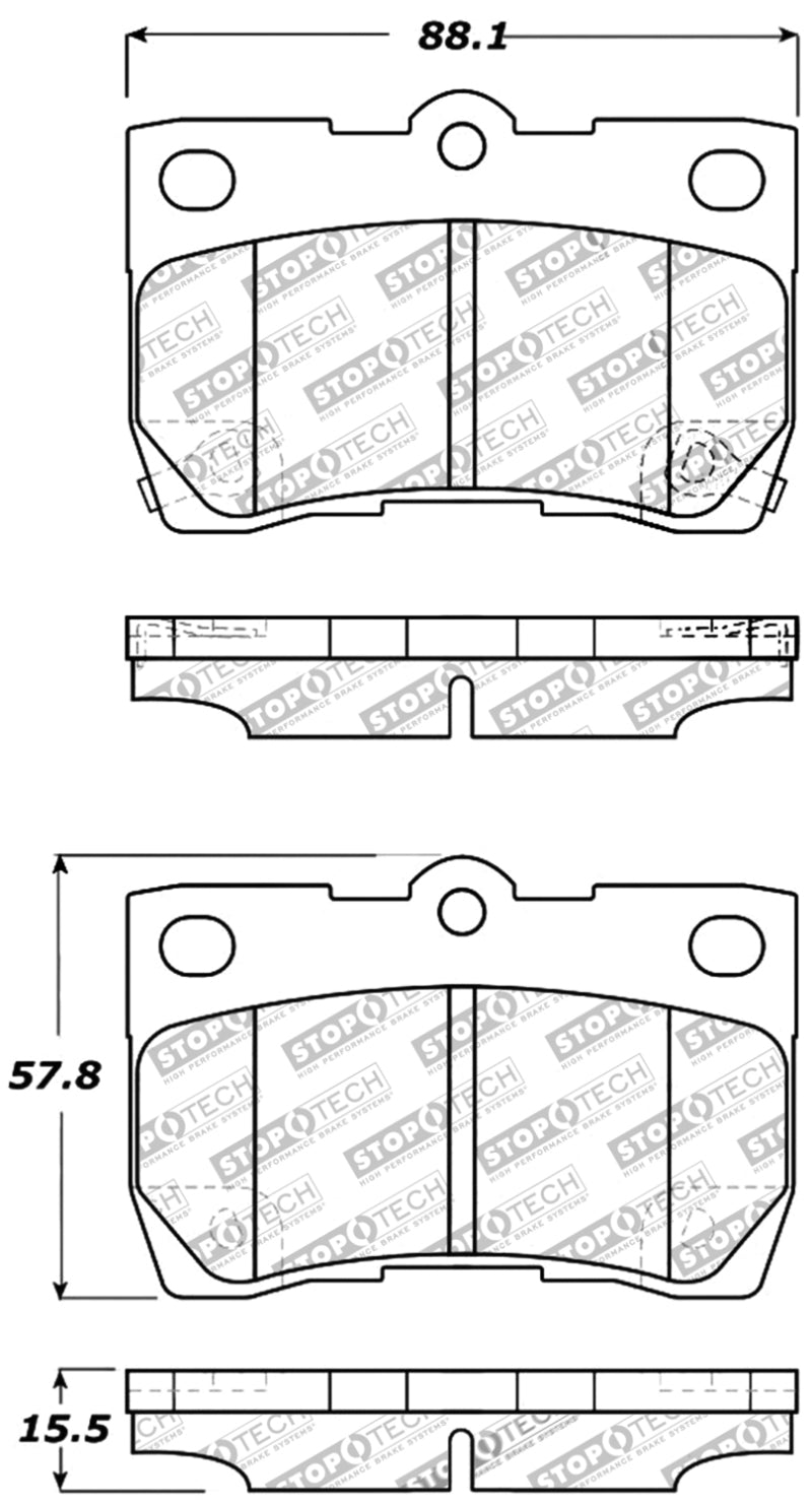 Stoptech 309.1113 Performance 06 fits Lexus GS300/430 / 07-08 GS350 / 06-08 IS250/350 Rear Brake Pads