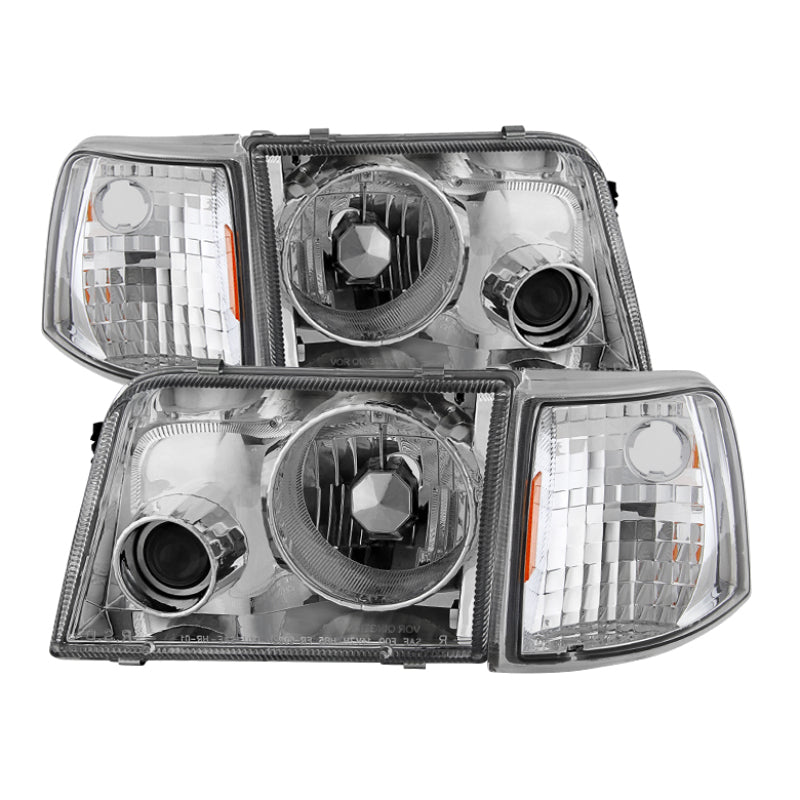 9029394 Xtune fits Ford 93-97 Ranger Projector Headlights w/ Corner Lights Chr