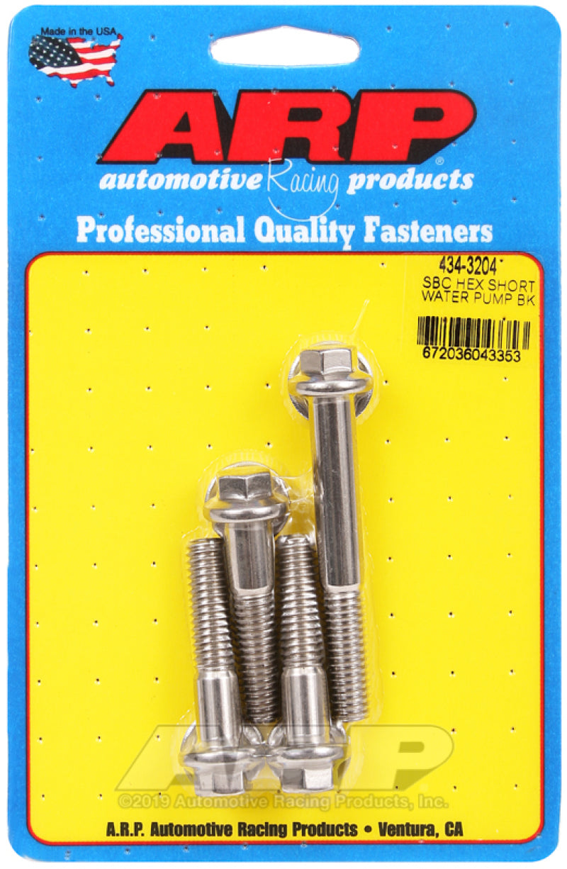 ARP 434-3204 SB fits Chevy Hex Short Water Pump Bolt Kit