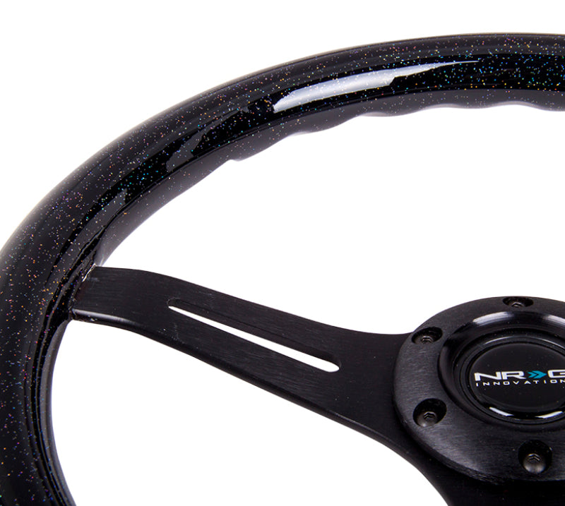 NRG ST-015BK-BSB ST-015BK-BSB Classic Wood Grain Steering Wheel Black Sparkled