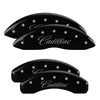 MGP 35028SCADBK 4 Caliper Covers Engraved F & R Cursive/fits Cadillac Black Fini