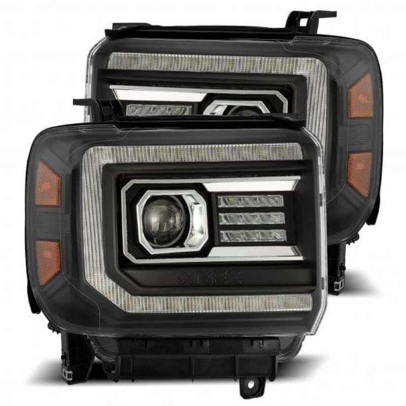 AlphaRex 880615 fits GMC 14-18 Sierra LUXX LED Proj Headlights Plank Style Blac
