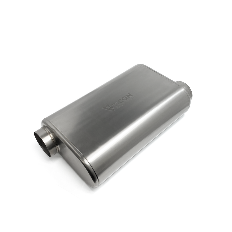 Ticon 116-06323-0230 Industries 17in Overall Length 2.5in Thin Oval Titanium Muffler - 2.5in Offset In/Offset Out