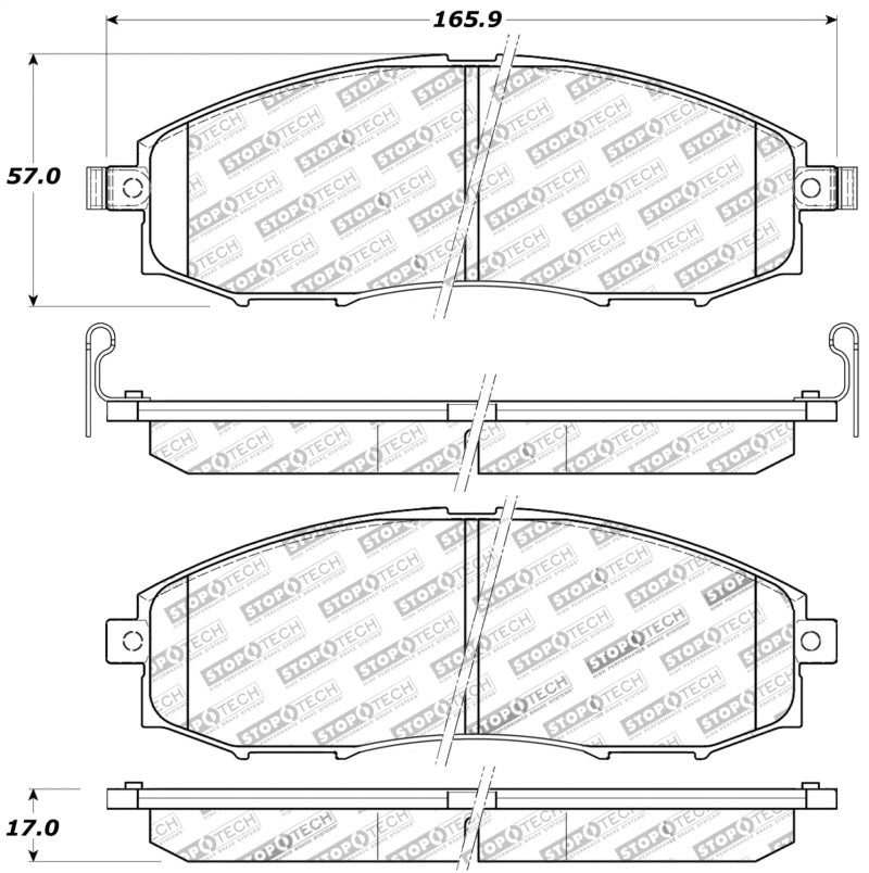 Stoptech 309.083 Sport Brake Pads w/Shims and Hardware - Front