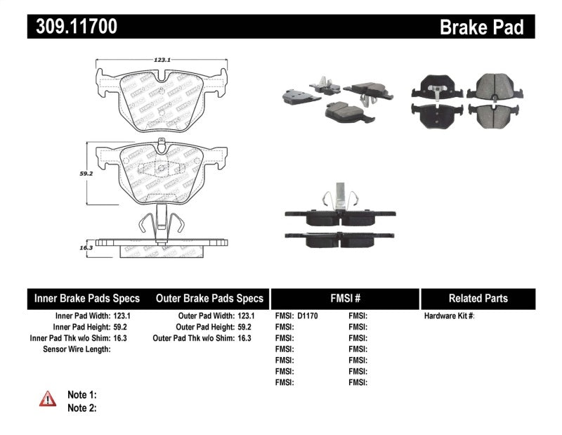 Stoptech 309.117 Performance fits BMW 330 Series/335 Series Rear Brake Pads