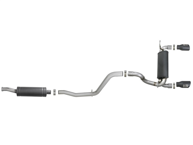 AFE 49-38066-B Series 2.5in 304 SS Cat-Back Exhaust w/ Black Tips 2018+ fits Je