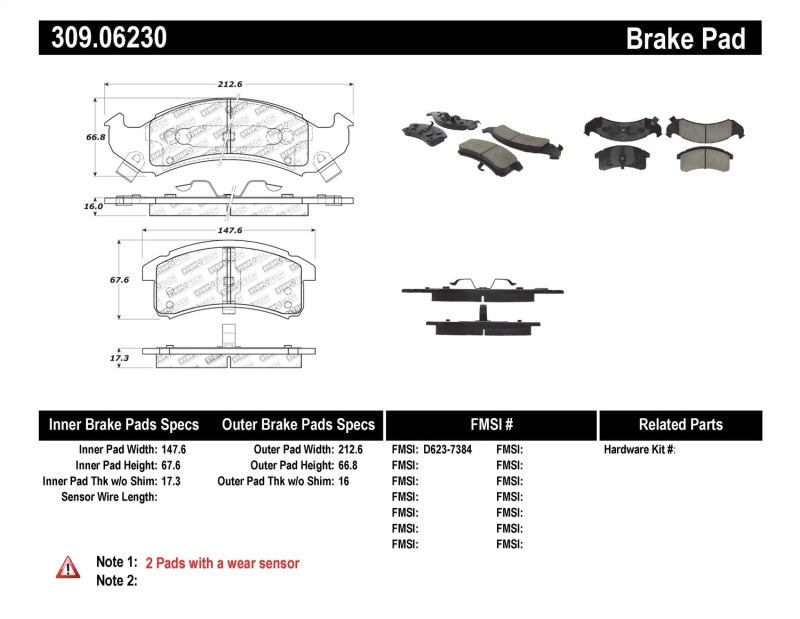 Stoptech 309.0623 Performance Brake Pads