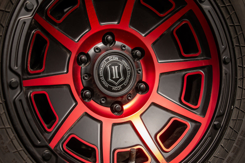 ICON 3017857345SBRT fits Victory 17x8.5 5x5 -6mm Offset 4.5in BS Satin Black w/Red Tint Wheel